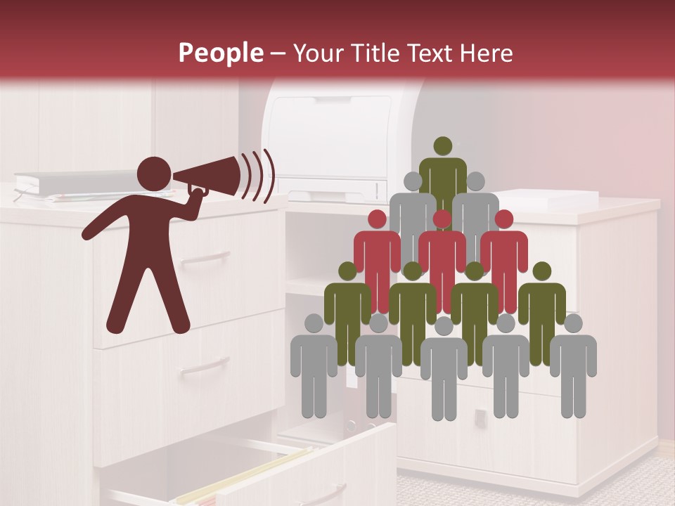 A Computer Desk With A Printer On Top Of It PowerPoint Template