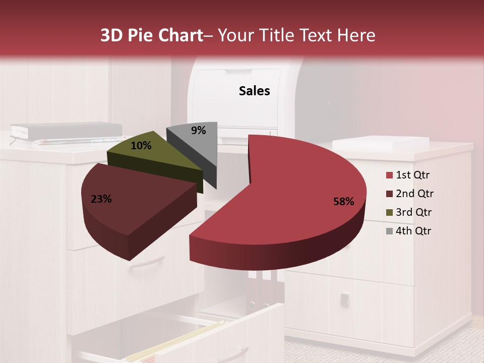 A Computer Desk With A Printer On Top Of It PowerPoint Template