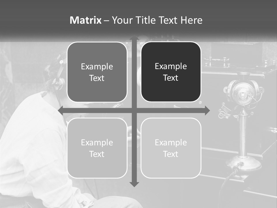 A Woman With Headphones Sitting In Front Of A Radio PowerPoint Template