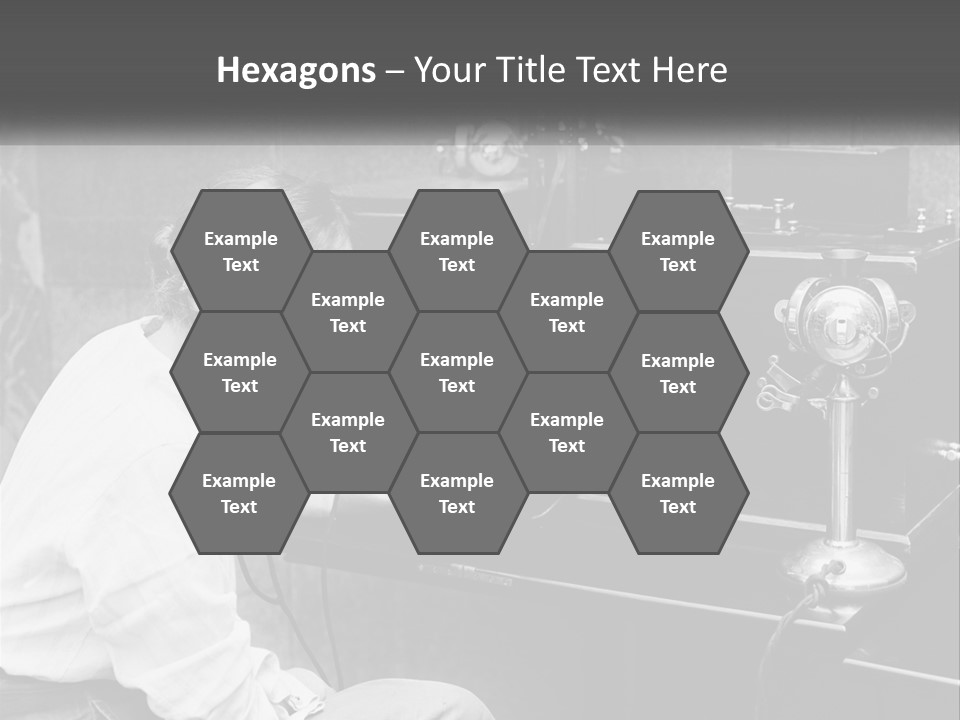 A Woman With Headphones Sitting In Front Of A Radio PowerPoint Template