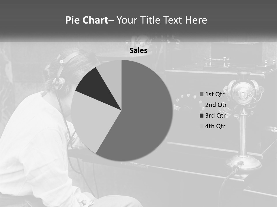 A Woman With Headphones Sitting In Front Of A Radio PowerPoint Template