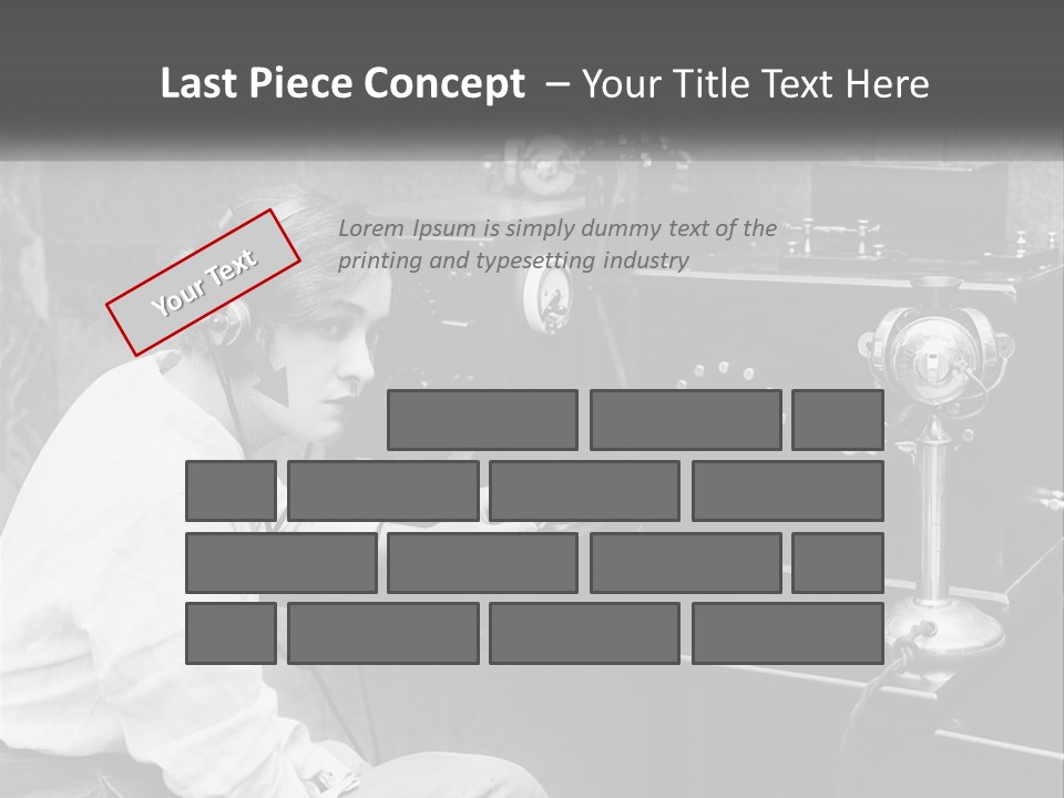 A Woman With Headphones Sitting In Front Of A Radio PowerPoint Template