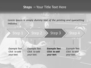 A Woman With Headphones Sitting In Front Of A Radio PowerPoint Template