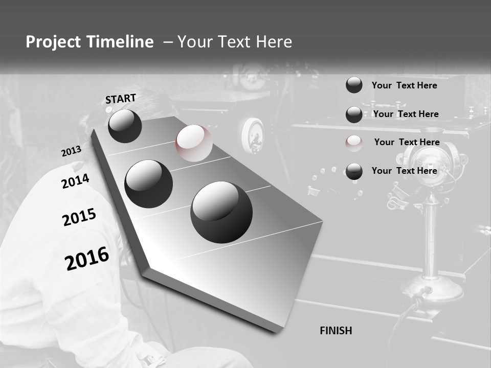 A Woman With Headphones Sitting In Front Of A Radio PowerPoint Template