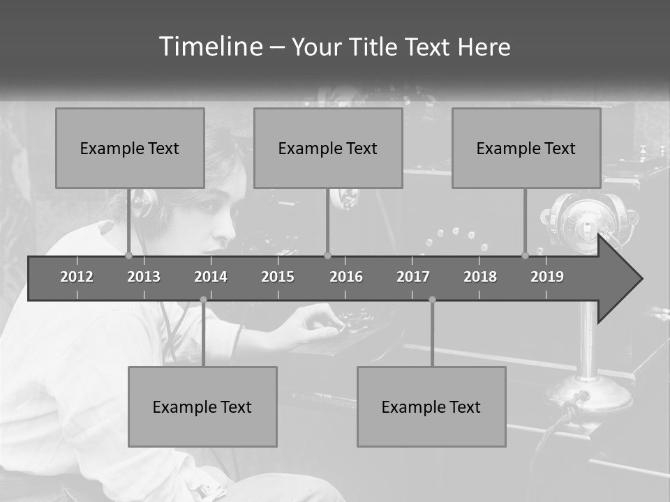 A Woman With Headphones Sitting In Front Of A Radio PowerPoint Template