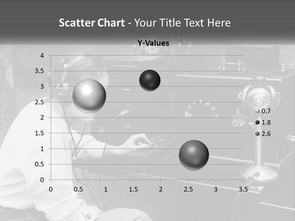 A Woman With Headphones Sitting In Front Of A Radio PowerPoint Template