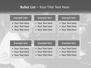 A Woman With Headphones Sitting In Front Of A Radio PowerPoint Template
