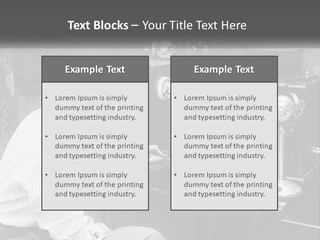 A Woman With Headphones Sitting In Front Of A Radio PowerPoint Template