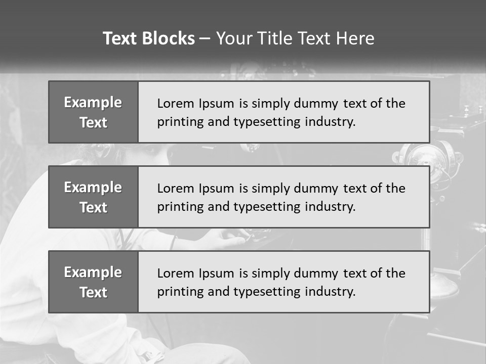 A Woman With Headphones Sitting In Front Of A Radio PowerPoint Template