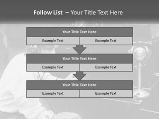 A Woman With Headphones Sitting In Front Of A Radio PowerPoint Template