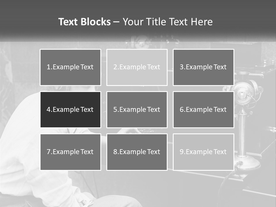 A Woman With Headphones Sitting In Front Of A Radio PowerPoint Template