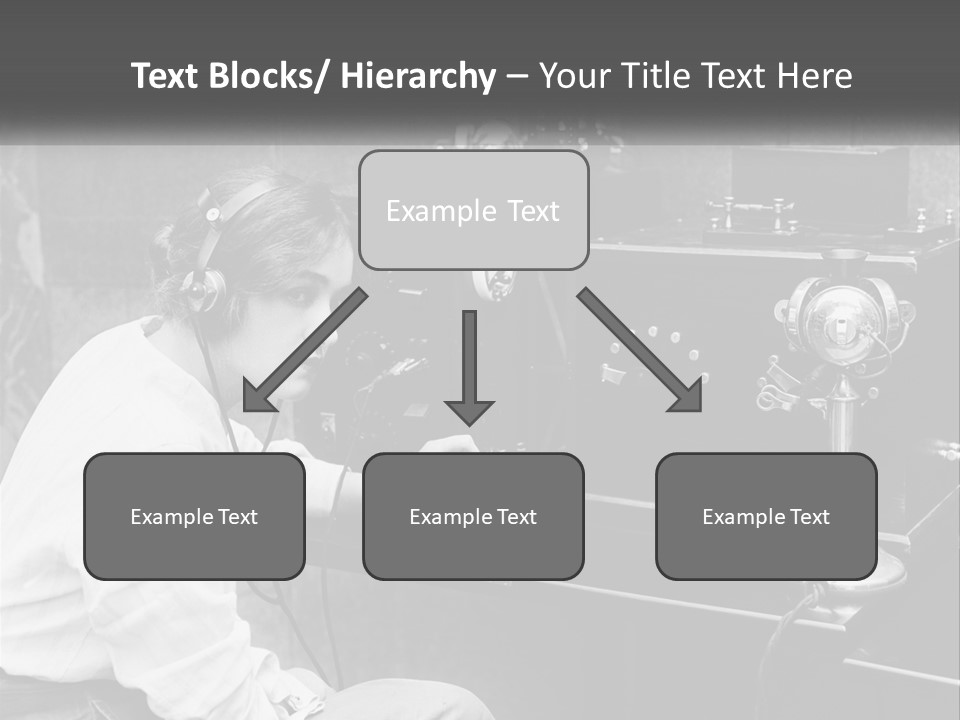 A Woman With Headphones Sitting In Front Of A Radio PowerPoint Template
