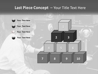 A Woman With Headphones Sitting In Front Of A Radio PowerPoint Template