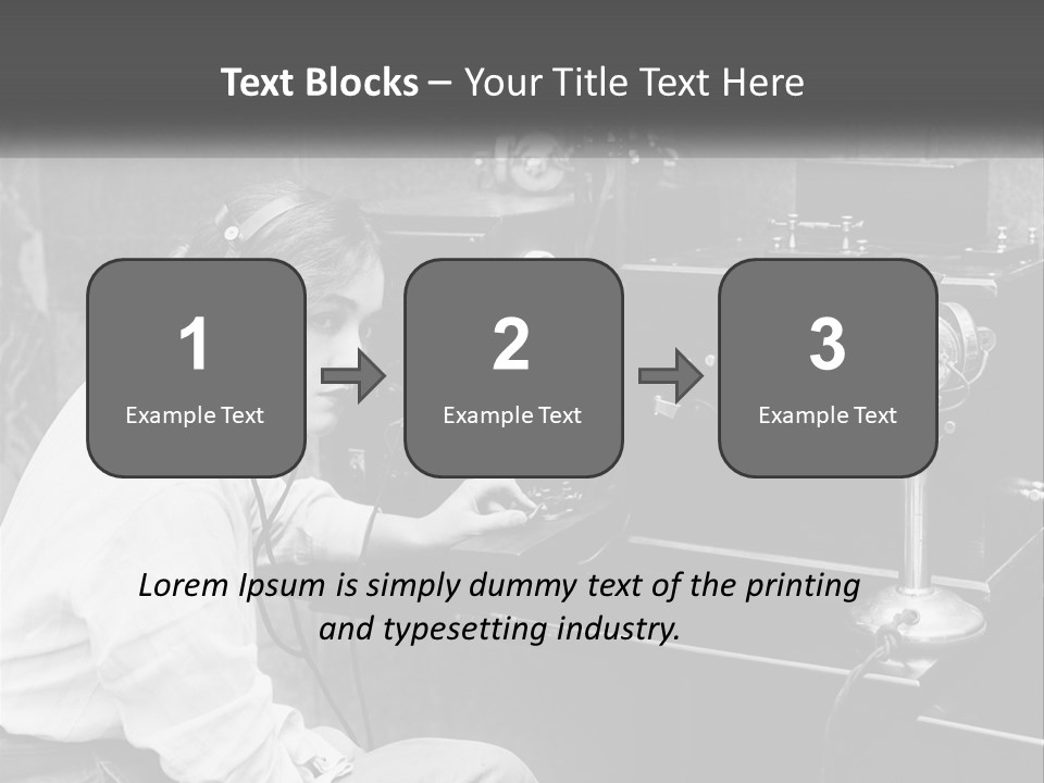 A Woman With Headphones Sitting In Front Of A Radio PowerPoint Template