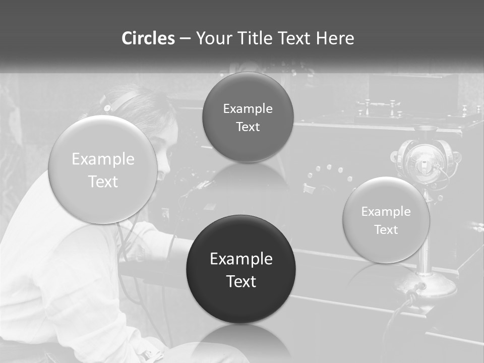 A Woman With Headphones Sitting In Front Of A Radio PowerPoint Template