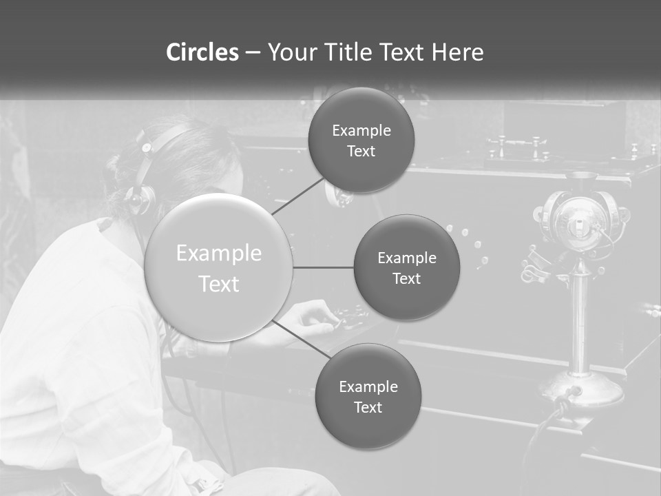 A Woman With Headphones Sitting In Front Of A Radio PowerPoint Template