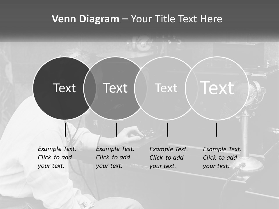 A Woman With Headphones Sitting In Front Of A Radio PowerPoint Template