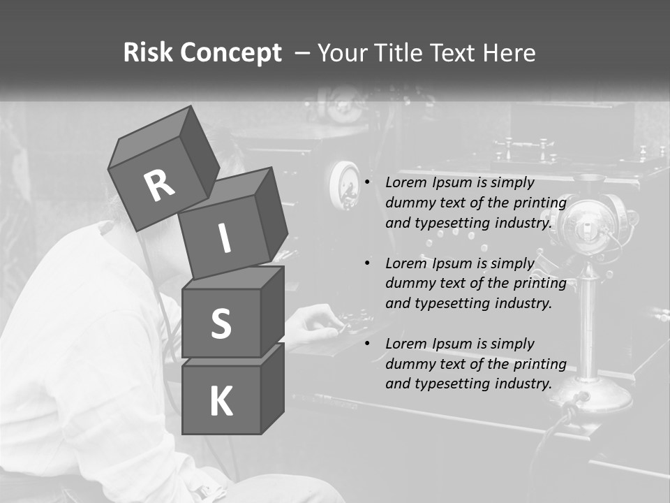 A Woman With Headphones Sitting In Front Of A Radio PowerPoint Template