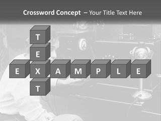 A Woman With Headphones Sitting In Front Of A Radio PowerPoint Template