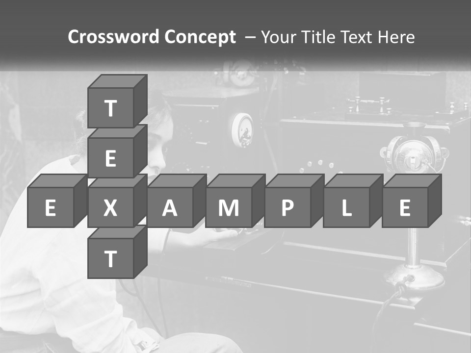 A Woman With Headphones Sitting In Front Of A Radio PowerPoint Template