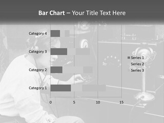 A Woman With Headphones Sitting In Front Of A Radio PowerPoint Template