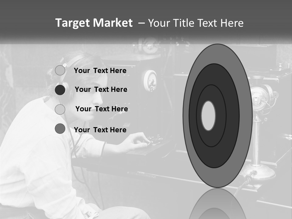 A Woman With Headphones Sitting In Front Of A Radio PowerPoint Template