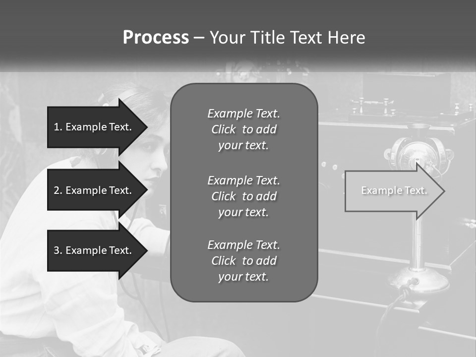 A Woman With Headphones Sitting In Front Of A Radio PowerPoint Template