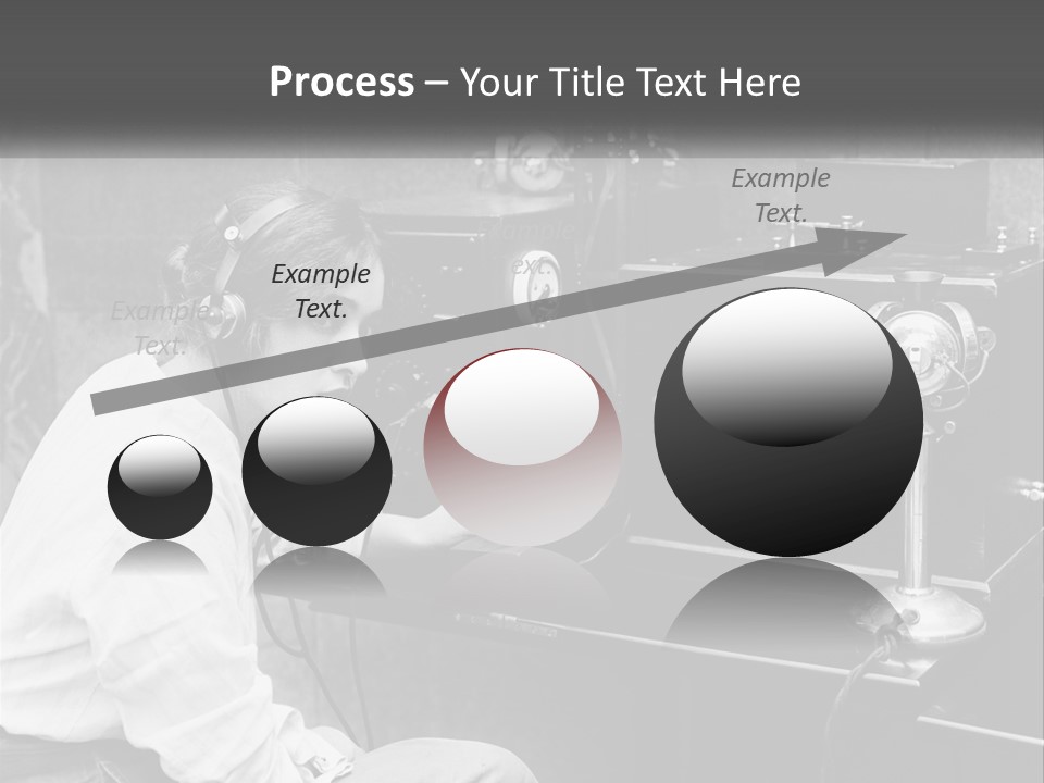 A Woman With Headphones Sitting In Front Of A Radio PowerPoint Template