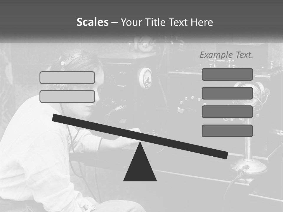 A Woman With Headphones Sitting In Front Of A Radio PowerPoint Template