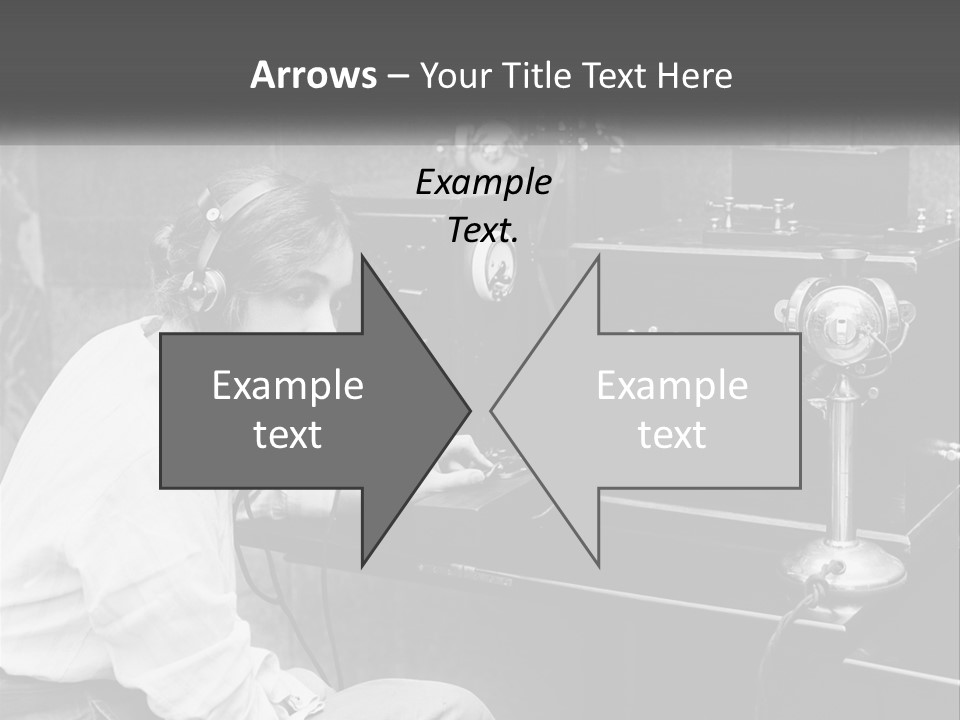 A Woman With Headphones Sitting In Front Of A Radio PowerPoint Template