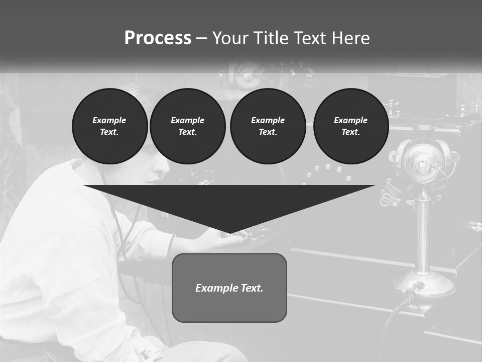 A Woman With Headphones Sitting In Front Of A Radio PowerPoint Template