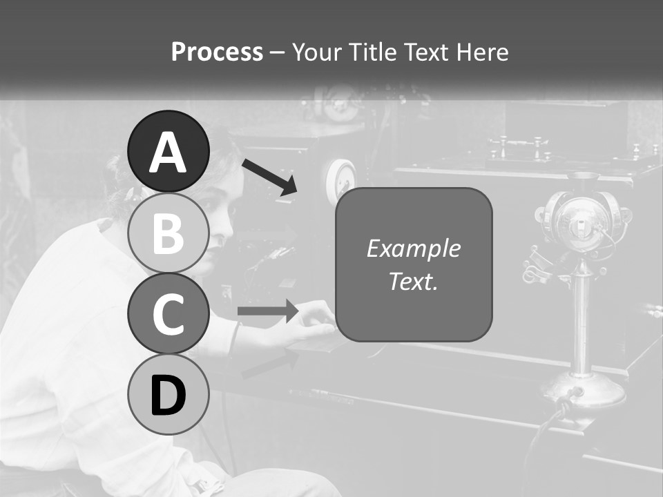 A Woman With Headphones Sitting In Front Of A Radio PowerPoint Template
