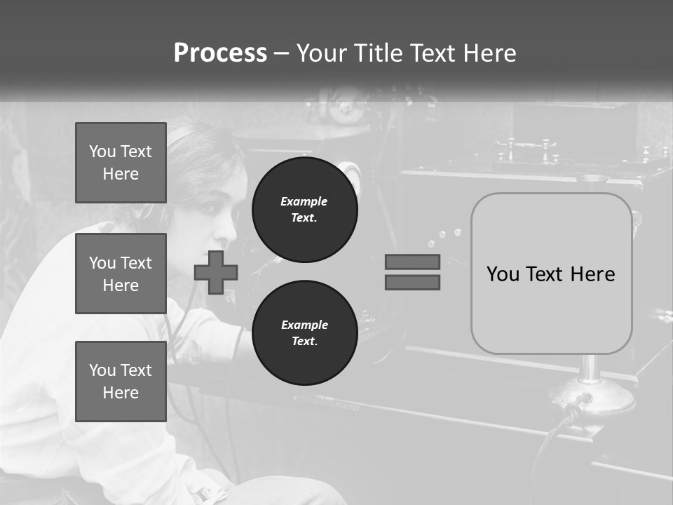 A Woman With Headphones Sitting In Front Of A Radio PowerPoint Template
