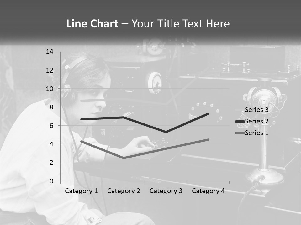 A Woman With Headphones Sitting In Front Of A Radio PowerPoint Template
