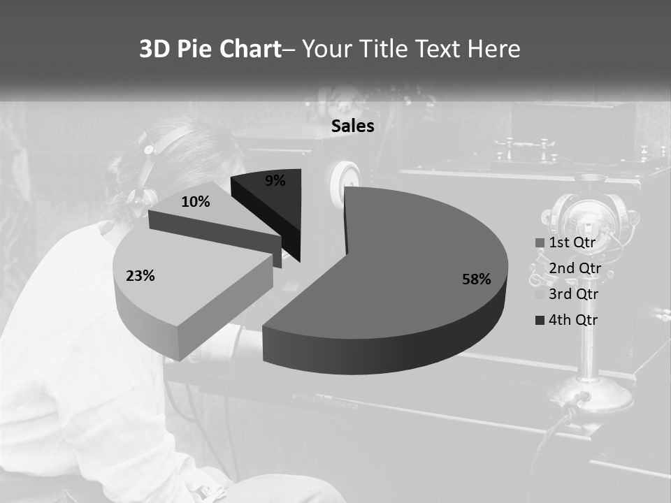 A Woman With Headphones Sitting In Front Of A Radio PowerPoint Template