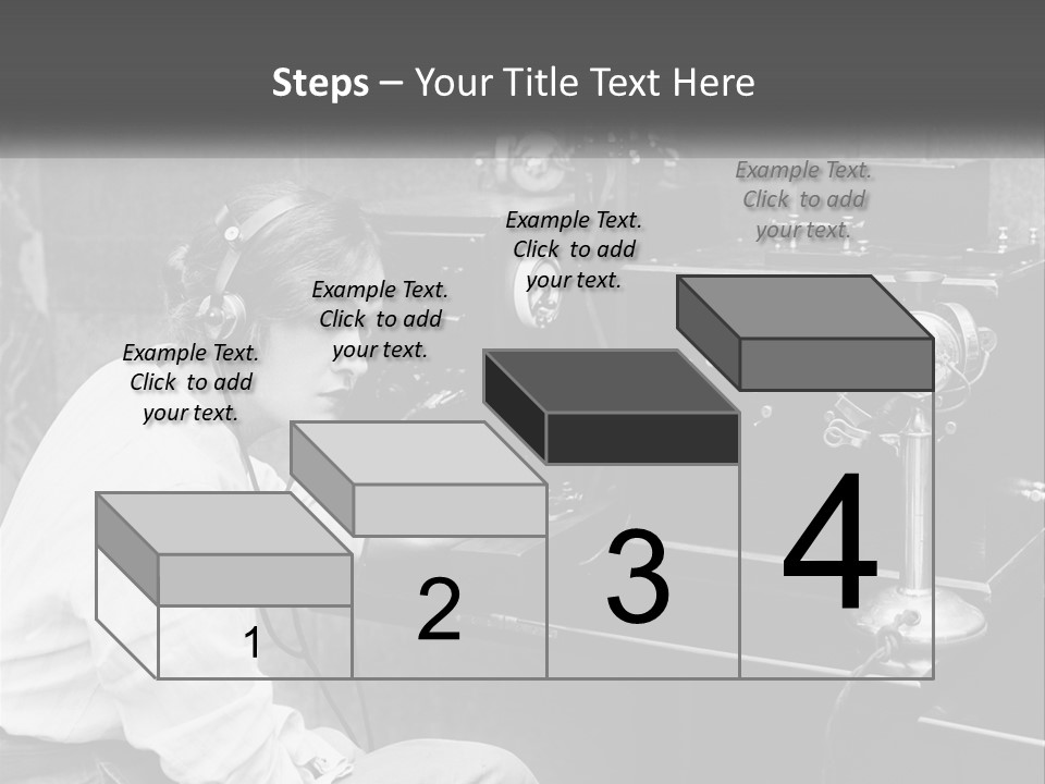 A Woman With Headphones Sitting In Front Of A Radio PowerPoint Template