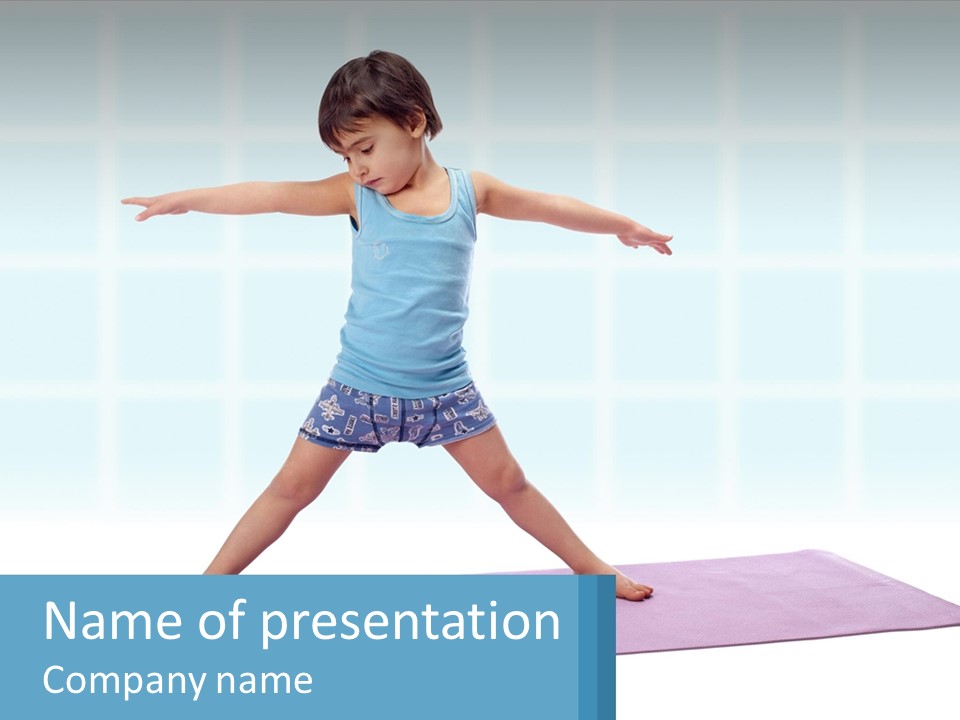 A Little Girl Doing A Yoga Pose On A Mat PowerPoint Template