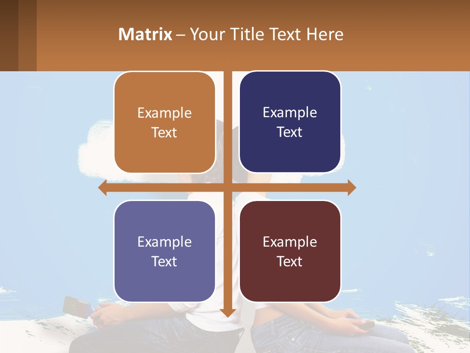 Two Women Sitting On The Ground With A Cloud Above Them PowerPoint Template