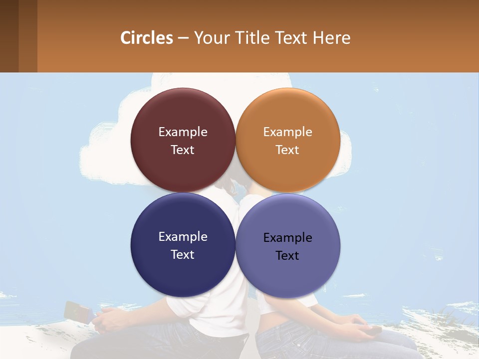 Two Women Sitting On The Ground With A Cloud Above Them PowerPoint Template