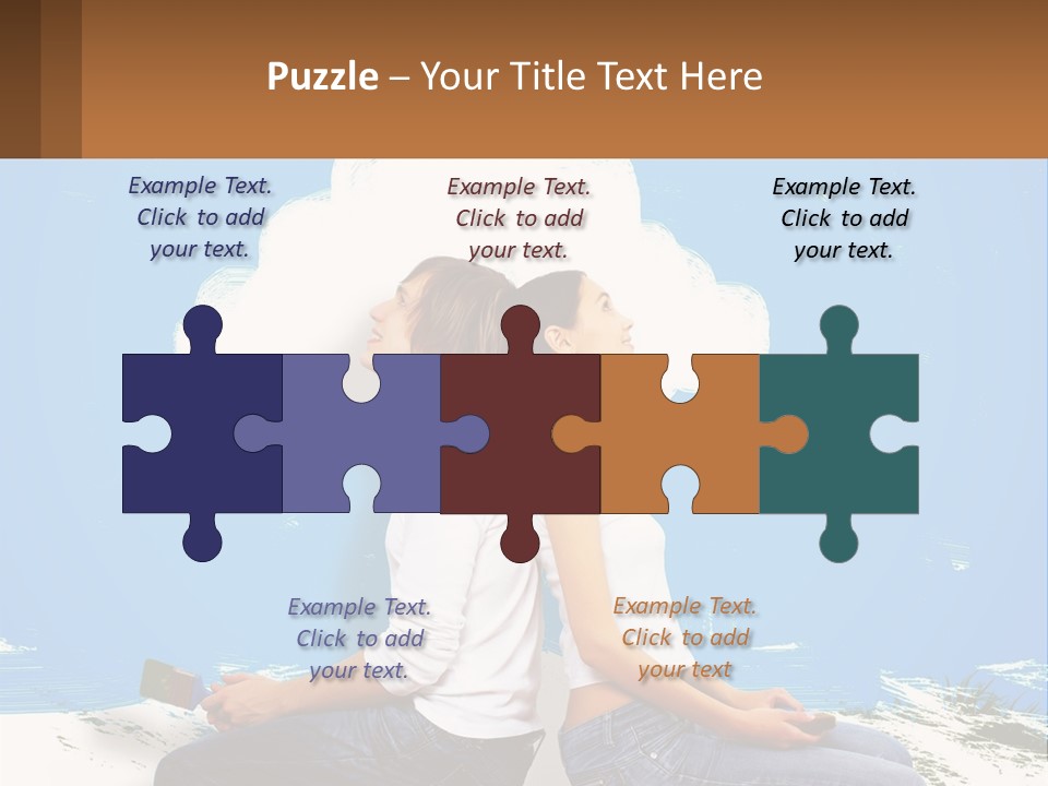 Two Women Sitting On The Ground With A Cloud Above Them PowerPoint Template