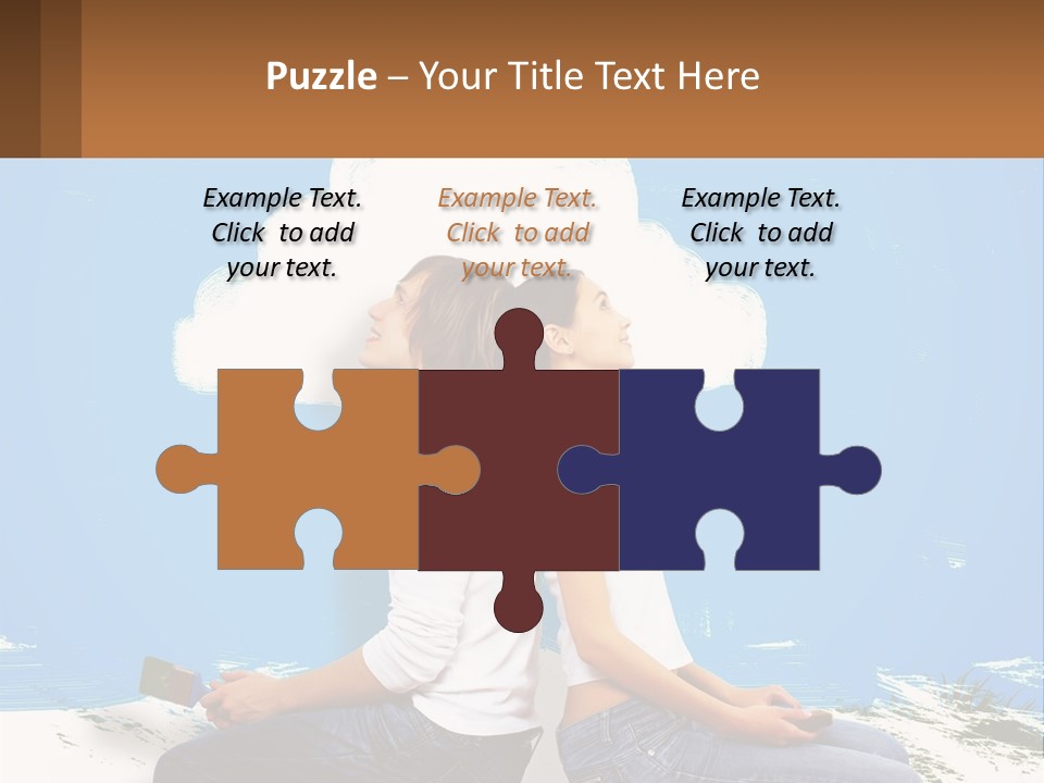 Two Women Sitting On The Ground With A Cloud Above Them PowerPoint Template