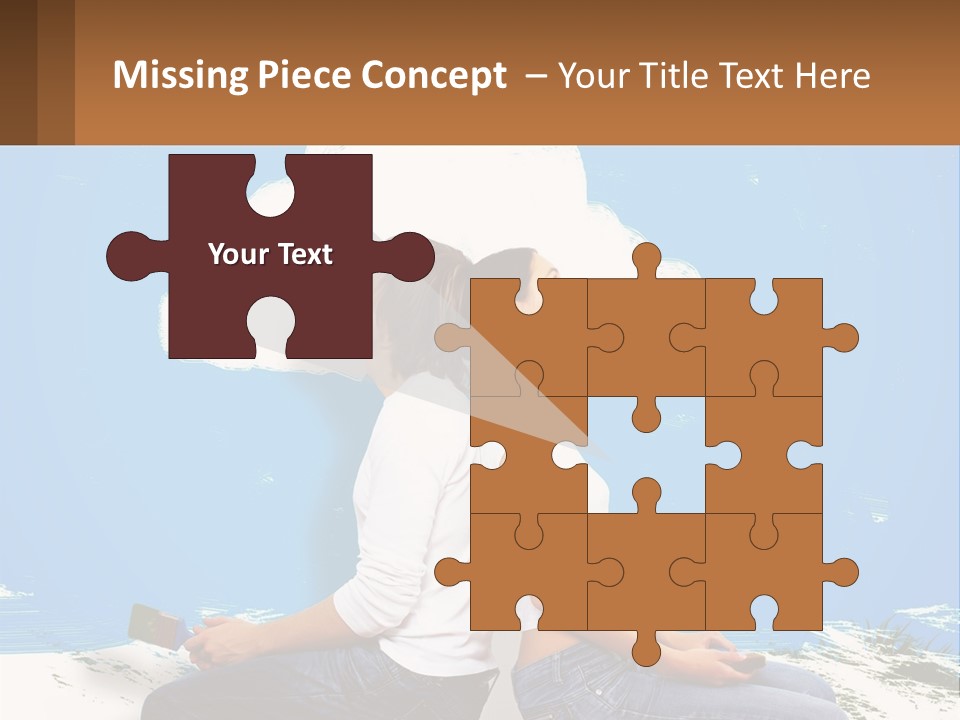 Two Women Sitting On The Ground With A Cloud Above Them PowerPoint Template