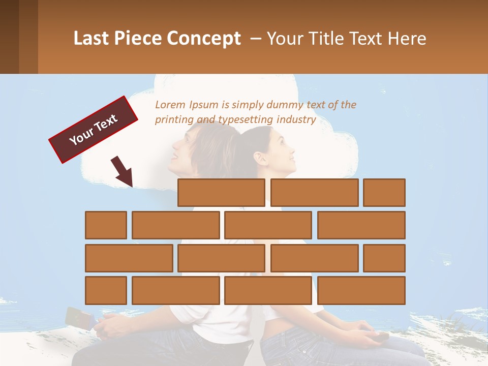 Two Women Sitting On The Ground With A Cloud Above Them PowerPoint Template