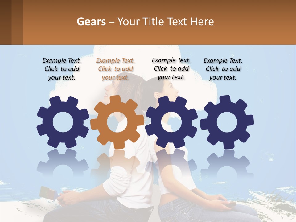 Two Women Sitting On The Ground With A Cloud Above Them PowerPoint Template