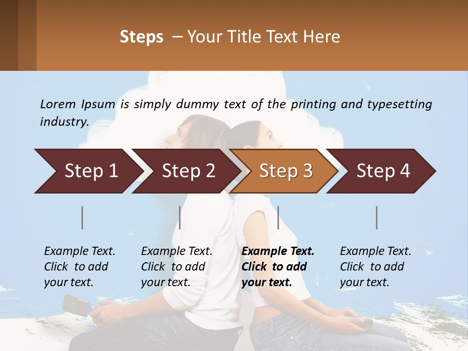 Two Women Sitting On The Ground With A Cloud Above Them PowerPoint Template