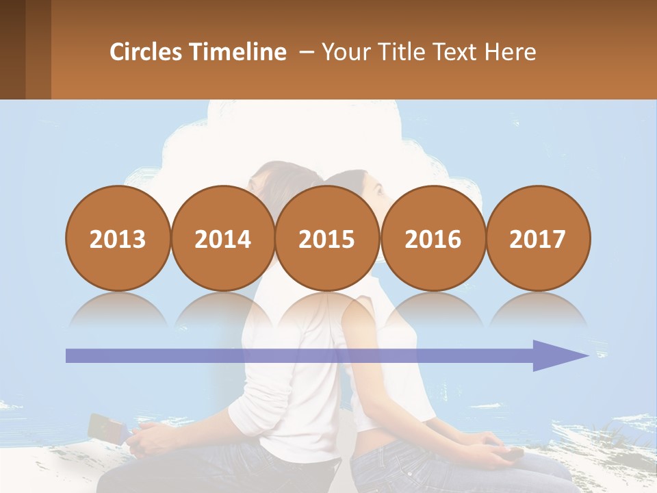 Two Women Sitting On The Ground With A Cloud Above Them PowerPoint Template