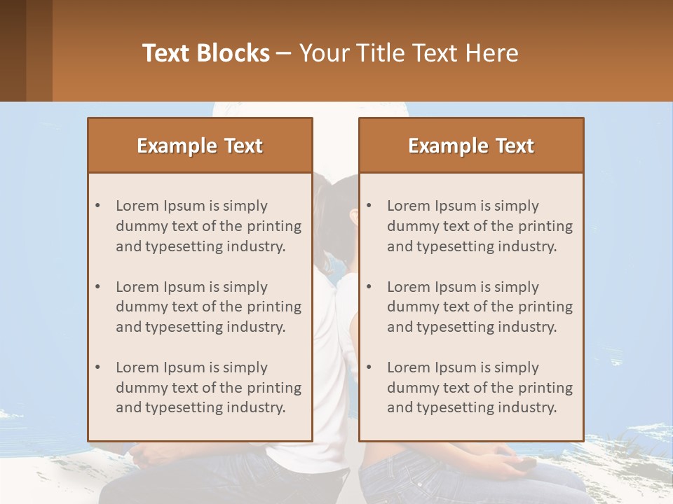 Two Women Sitting On The Ground With A Cloud Above Them PowerPoint Template