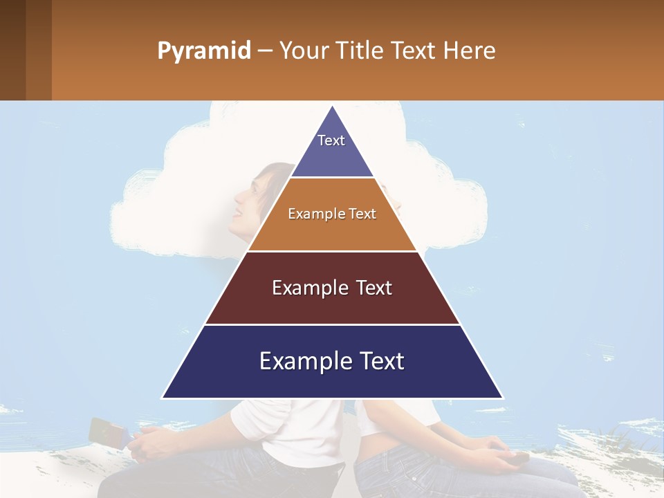 Two Women Sitting On The Ground With A Cloud Above Them PowerPoint Template