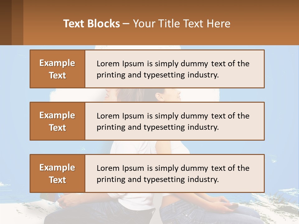 Two Women Sitting On The Ground With A Cloud Above Them PowerPoint Template