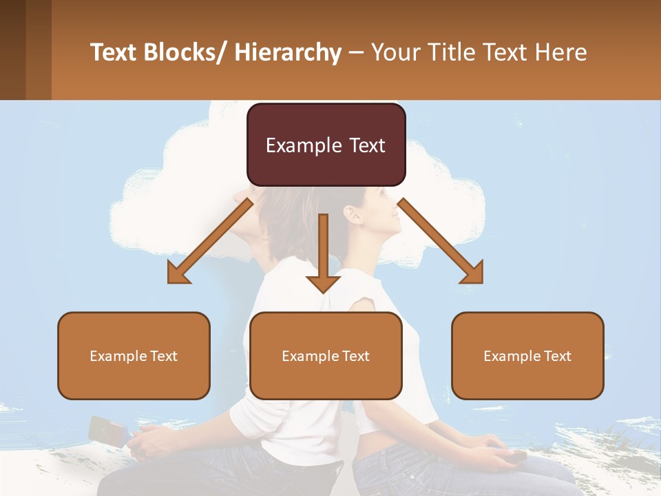 Two Women Sitting On The Ground With A Cloud Above Them PowerPoint Template